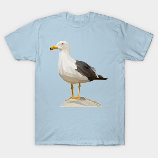 Seagull Bird Lowpoly Art T-Shirt by faagrafica